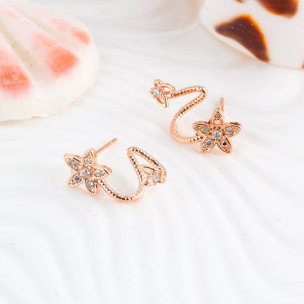 Double-Sided Crystal Flower Stud Earrings