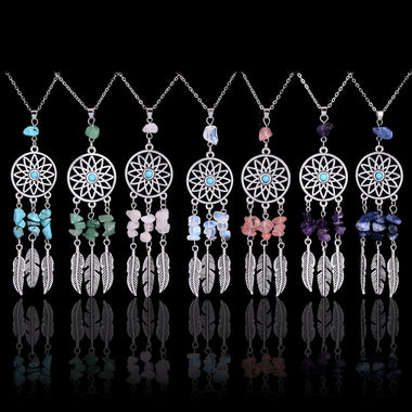 Dream Cather Feather Bead Natural Stone Necklace