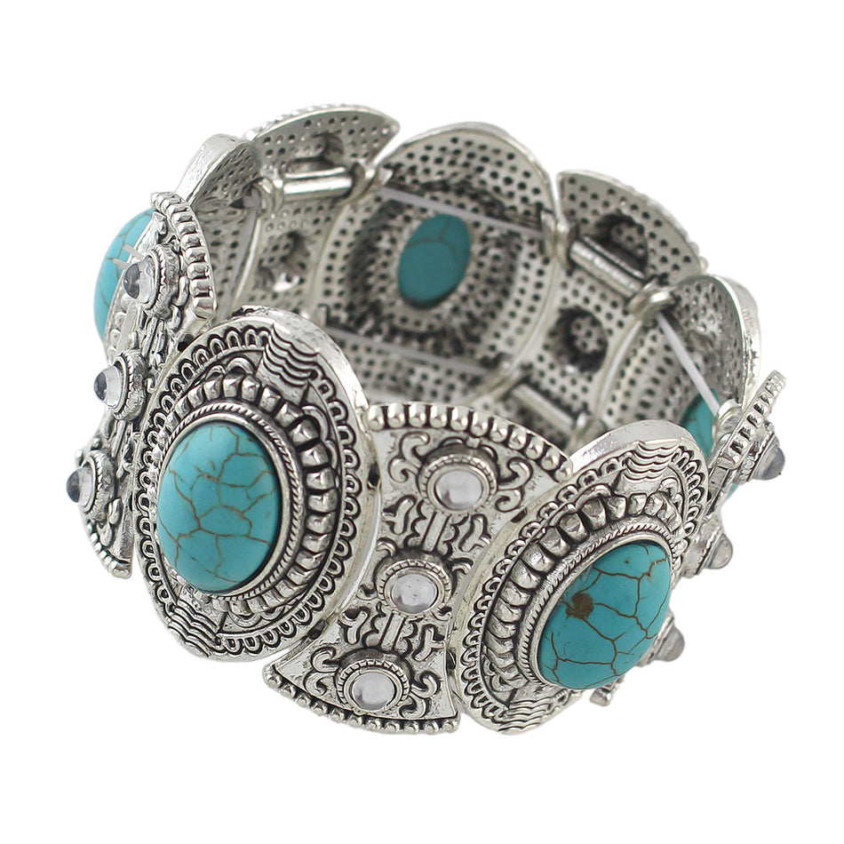 Buy Silver Supple Bracelet with Aqua Blue Stones Online in India
