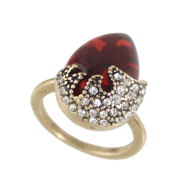 Antique Red Stone Water Drop Pendant Jewelry Set