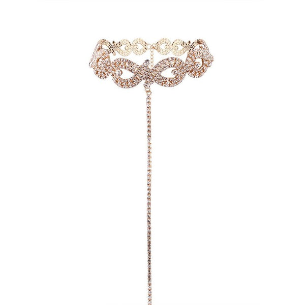 Rhinestone Infinity with Long Chain Choker