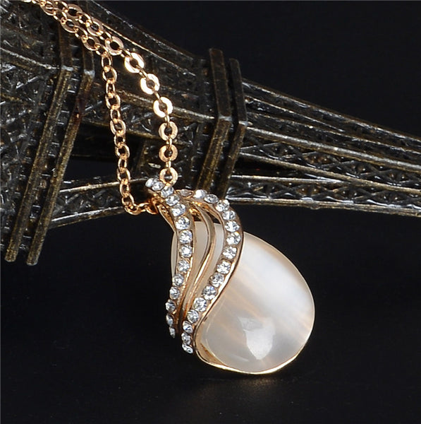 Cat Eye Pearl Rhinestones Jewelry Set