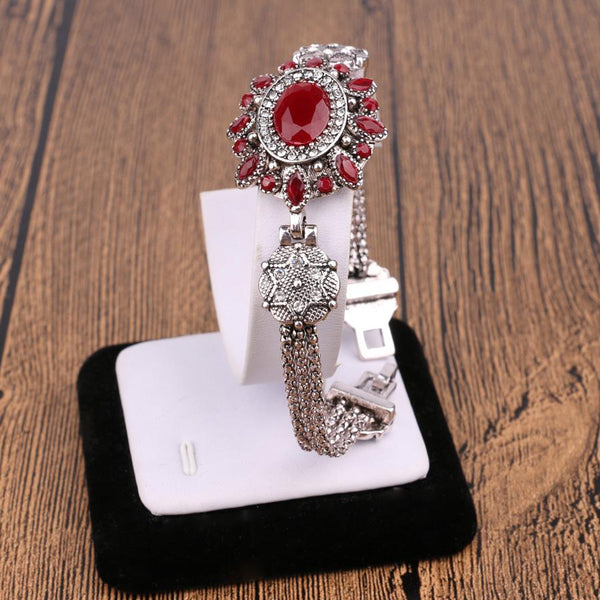 Silver and Crystal Flower Bracelet